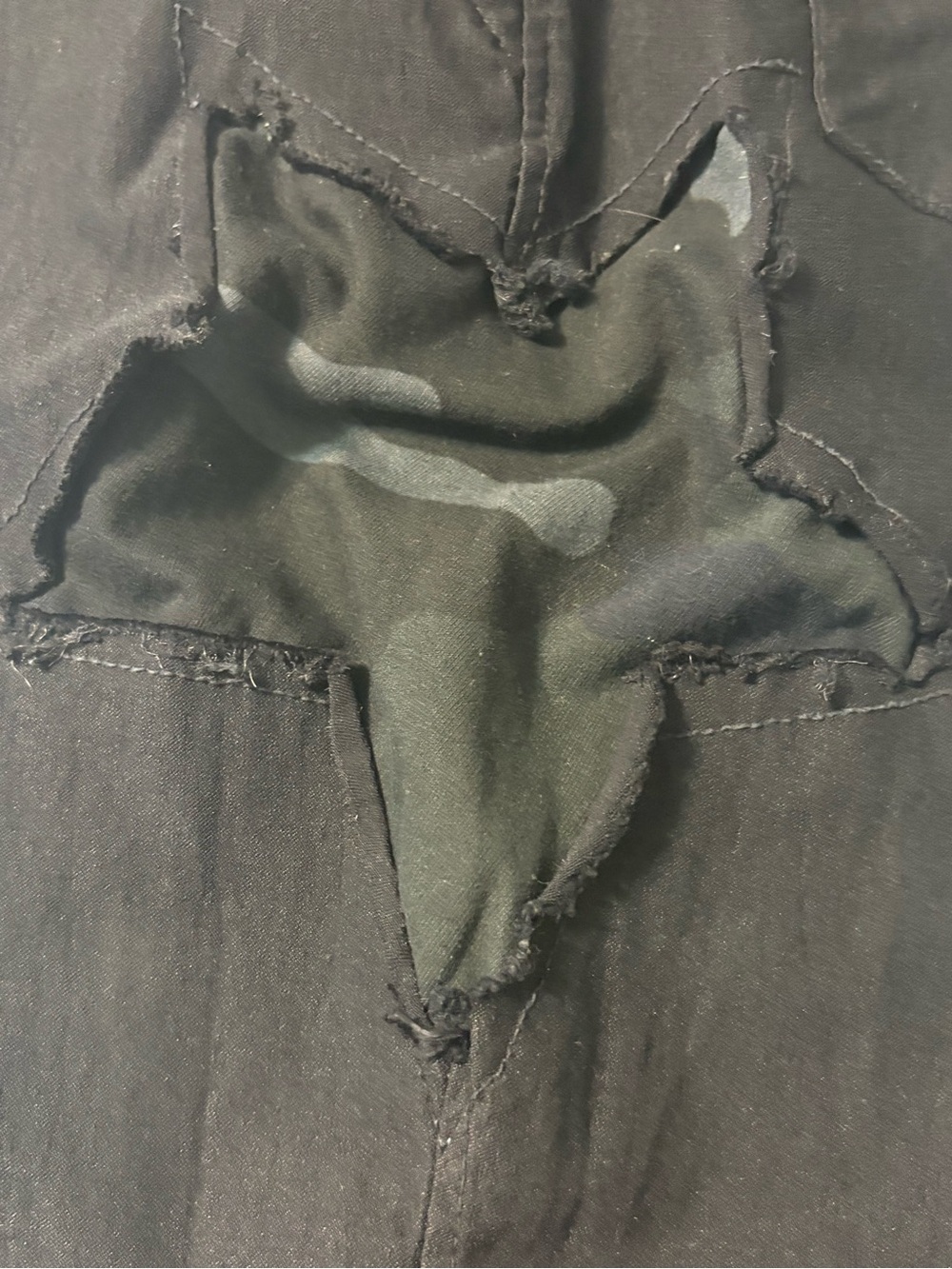 Tempo Paris Black Drawstring Cargo Joggers With Camo Patch Details - Picture 4 of 5